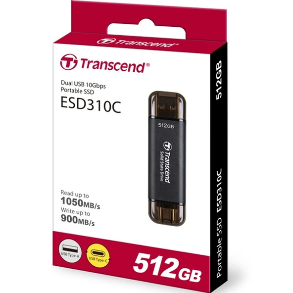 Transcend Harici SSD USB Tip C/A 512GB Siyah TS512GESD310C ürün görseli 1