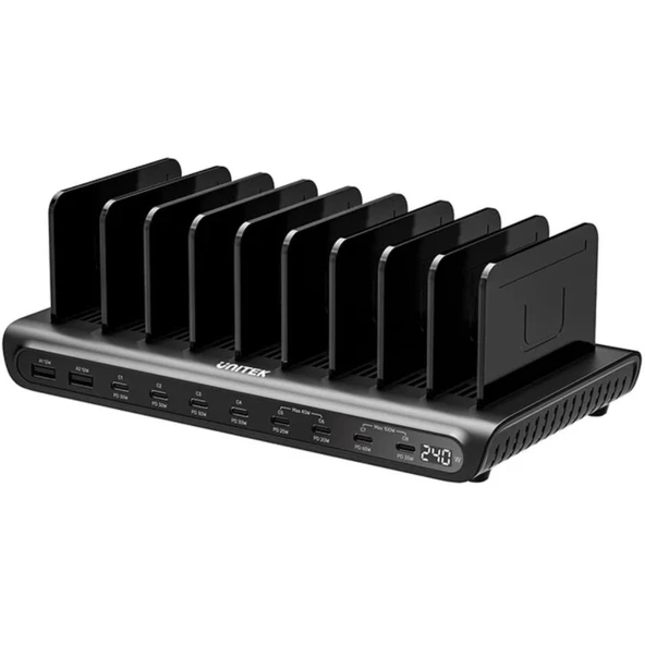 Unitek uCharge 10 Bağlantı Noktalı USB Akıllı Şarj İstasyonu Siyah – P1230CBK01-TR ürün görseli 1