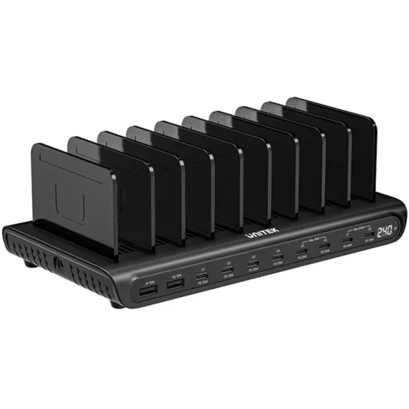 Unitek uCharge 10 Bağlantı Noktalı USB Akıllı Şarj İstasyonu Siyah – P1230CBK01-TR ürün görseli 1