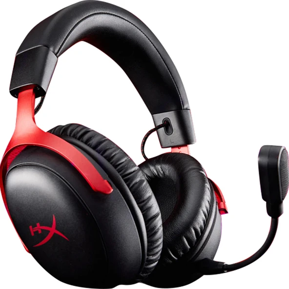 HyperX Cloud III S Kablosuz Kulak Üstü Oyun Kulaklığı Siyah/Kırmızı – A59Z0AA ürün görseli 1