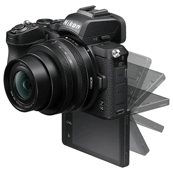 Nikon Z50 Aynasız Fotoğraf Makinesi Siyah, 16-50mm DX F/3.5-6.3 VR Lensli ürün görseli 1