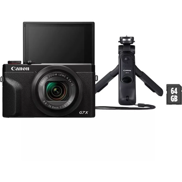 Canon Power Shot G7X Mark III Dijital Fotoğraf Makinesi Siyah, Vlogger Kitli ürün görseli 1
