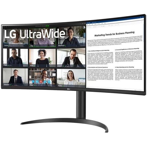 LG Ultra Geniş Monitör 34″ Kavisli, QHD, IPS Paneli, USB-C, HDR10, 75 Hz, 5 ms (34WR55QC-B) ürün görseli 1