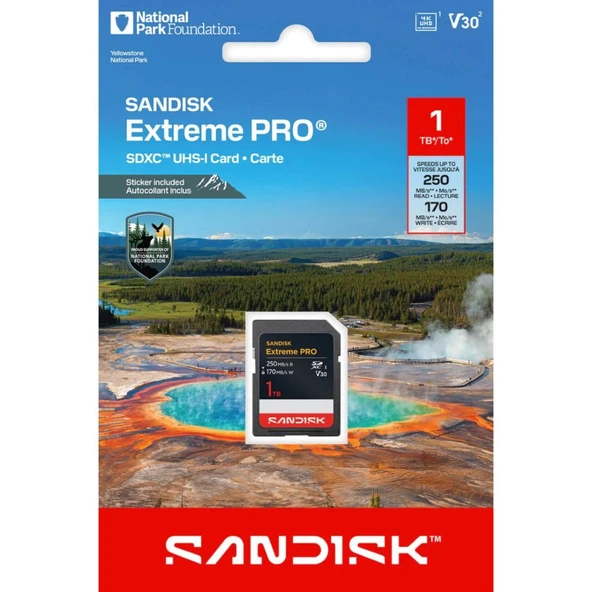 SanDisk Extreme PRO SD Ulusal Park Foundation Edition Hafıza Kartı 1TB Siyah – SDSDXXJ-1T00-GN6SN ürün görseli 1