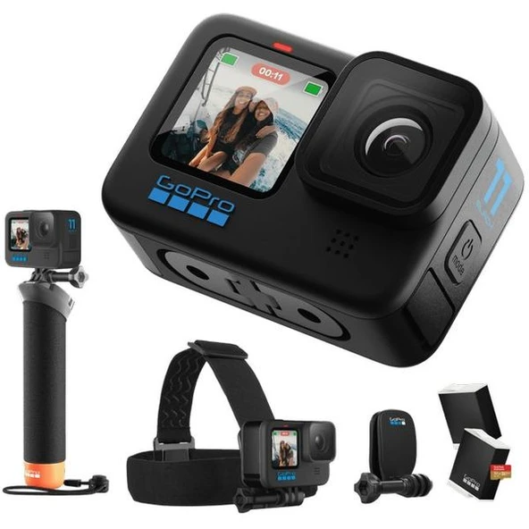 Go Pro CDRB111RW Hero 11 BLK + Yedek Enduro Pil + İşleyici + Kafa Kayışı + Hızlı Klips ürün görseli 1