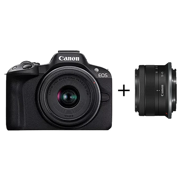 Canon EOS R50 BK Aynasız Dijital Fotoğraf Makinesi Gövdesi Siyah, RF-S18-45mm F4.5-6.3 IS STM KIT ile ürün görseli 1