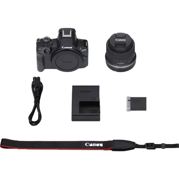 Canon EOS R50 4K / 24,2MP APS-C Aynasız Dijital Fotoğraf Makinesi, RF-S 18-45mm F4.5-6.3 IS STM Lens + Vlogger Kiti -Siyah ürün görseli 1