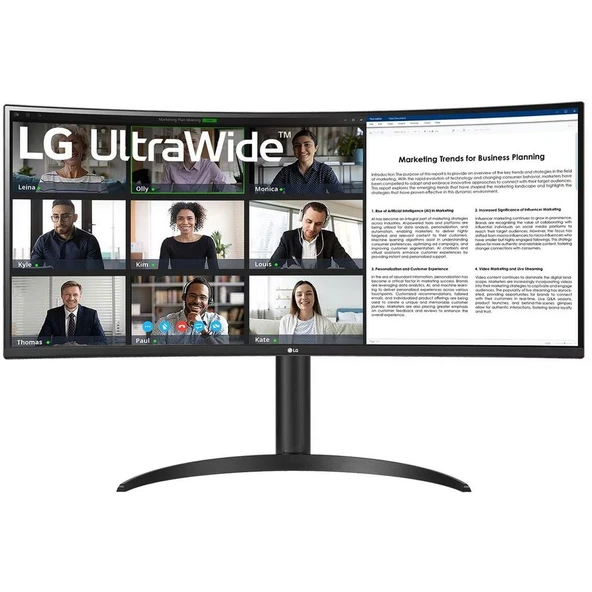 LG Ultra Geniş Monitör 34″ Kavisli, QHD, IPS Paneli, USB-C, HDR10, 75 Hz, 5 ms (34WR55QC-B) ürün görseli 1