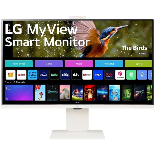 LG Akıllı Monitör 32″ Düz, 4K UHD, IPS Paneli, HDR10, WebOS, USB-C, Web Kamerası (32SR85U-W) ürün görseli 1