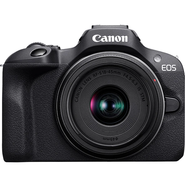 Canon EOS R100 4K / 24,1MP APS-C Aynasız Dijital Fotoğraf Makinesi, RF-S 18-45mm F4.5-6.3 IS STM Lensli -Siyah ürün görseli 1