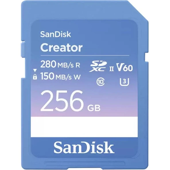 Sandisk Creator SD Hafıza Kartı UHS-II 256GB Mavi/Beyaz – SDSDXEP-256G-GNCIS ürün görseli 1