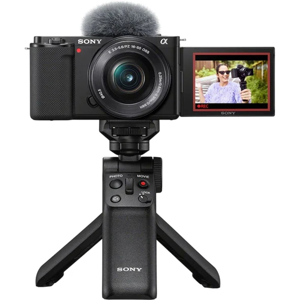 Sony ZV-E10 4K / 24,2MP APS-C Değiştirilebilir Lensli Vlog Dijital Fotoğraf Makinesi ve Vlog Aksesuarları Kiti – Siyah – ILCEZVE10LB ürün görseli 1