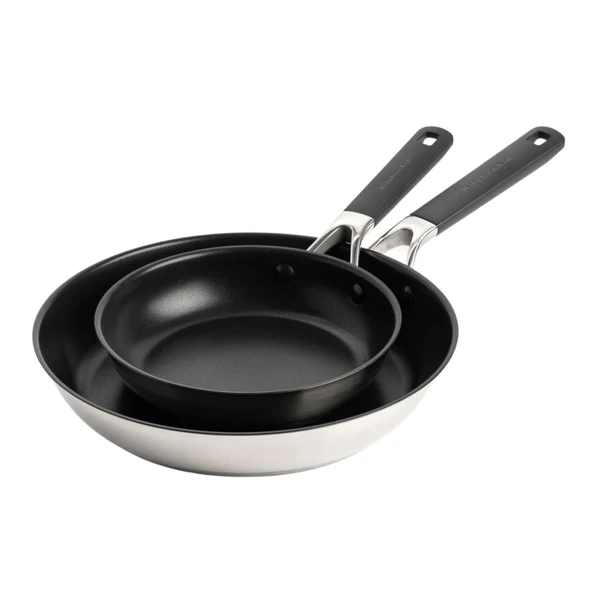 KitchenAid Paslanmaz Çelik Kızartma Tavası Seti, Seramik Kaplama 20 cm + 28 cm ürün görseli 1