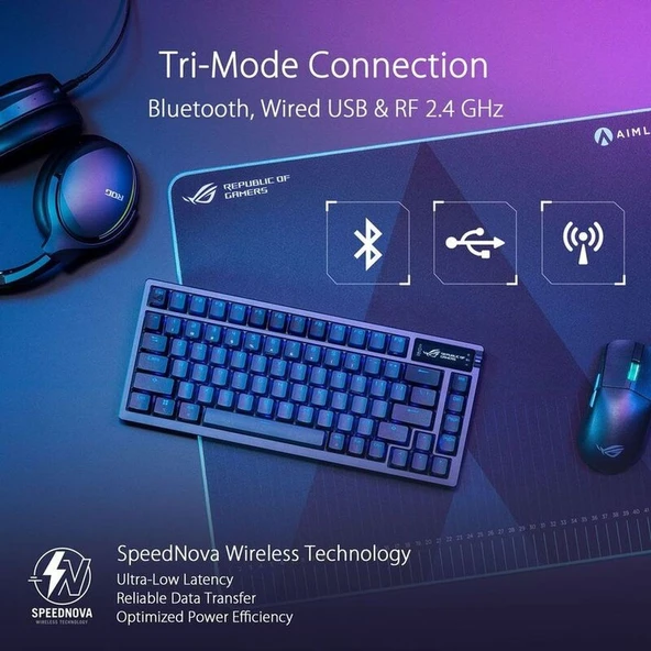 Asus ROG Azoth Kablosuz Oyun Klavyesi Siyah - Resim 3
