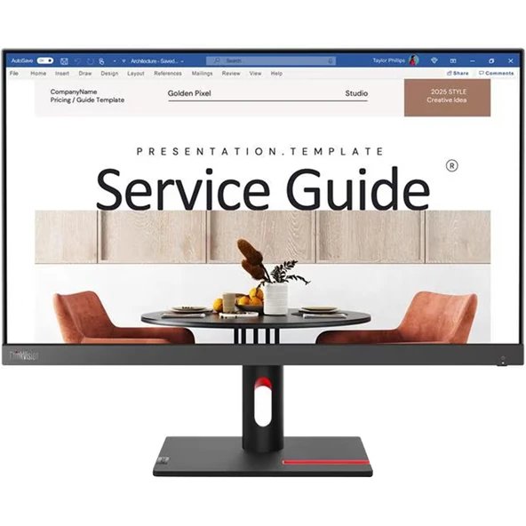 Lenovo Think Vision Monitör 23,8" Düz, FHD, IPS Panel, 3 Tarafı Kenarlıksız, 75 Hz, 5 ms (63DEKAT3UK) ürün görseli 1