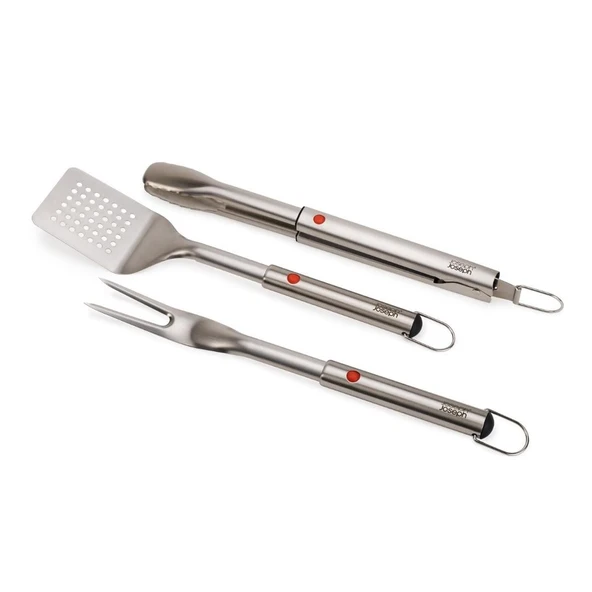 Joseph Joseph GrillOut 3 Lü Paslanmaz Çelik Barbekü Spatulası, Maşa ve Çatal Seti ürün görseli 1