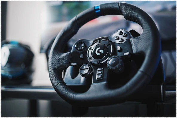 Logitech G923 Playstation 4/PC için 1000Hz Force Racing Deri Kılıf Tekerlek ve Pedallar ürün görseli 1