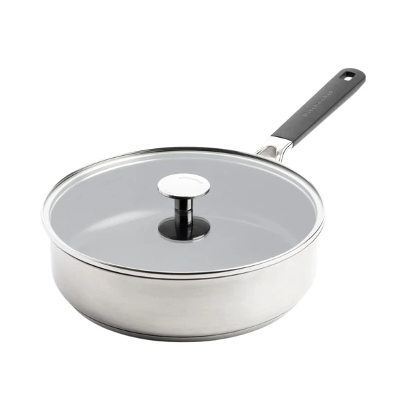 KitchenAid Paslanmaz Çelik Sote Tavası, Seramik Kaplama 30 cm ürün görseli 1