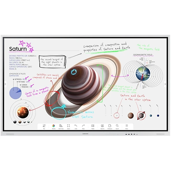 Samsung Flip Pro Etkileşimli Ekran Monitörü 75″ Düz, 4K UHD, VA Panel, Çoklu Dokunmatik, USB-C, HDMI/DP, 8 ms (LH75WMBWBGCXUE) ürün görseli 1