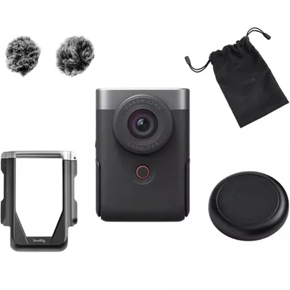 1″ CMOS Sensörlü ve Kompakt Tasarımlı Canon PowerShot V10 4K / 15,2MP Gelişmiş Vlog Kamera Seti - Gümüş ürün görseli 1