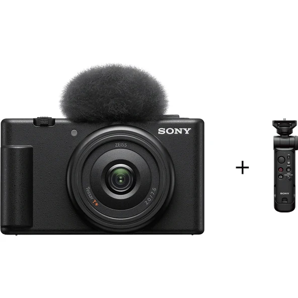GP-VPT3 Çok Fonksiyonlu Çekim Koluna Sahip Sony ZV-1F 4K / 20,1MP Kompakt Vlog Dijital Fotoğraf Makinesi – Siyah ürün görseli 1