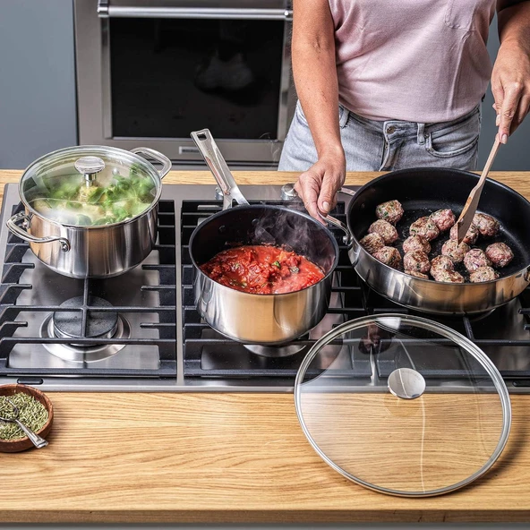 KitchenAid Çelik 20 + 24 cm Tencere & 16 cm Sosluk - Resim 5