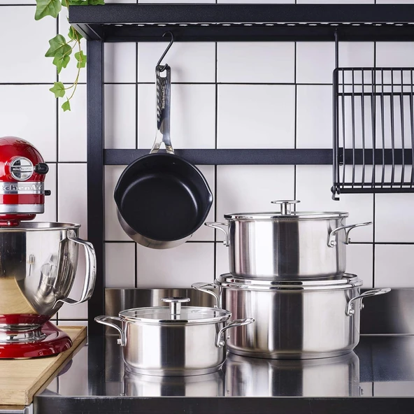 KitchenAid Çelik 20 + 24 cm Tencere & 16 cm Sosluk - Resim 4