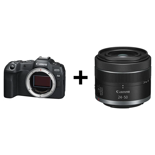 Canon EOS R8 4K / 24,2MP RF 24-50mm F4.5-6.3 IS STM Lensli Tam Çerçeve Aynasız Dijital Fotoğraf Makinesi -Siyah ürün görseli 1