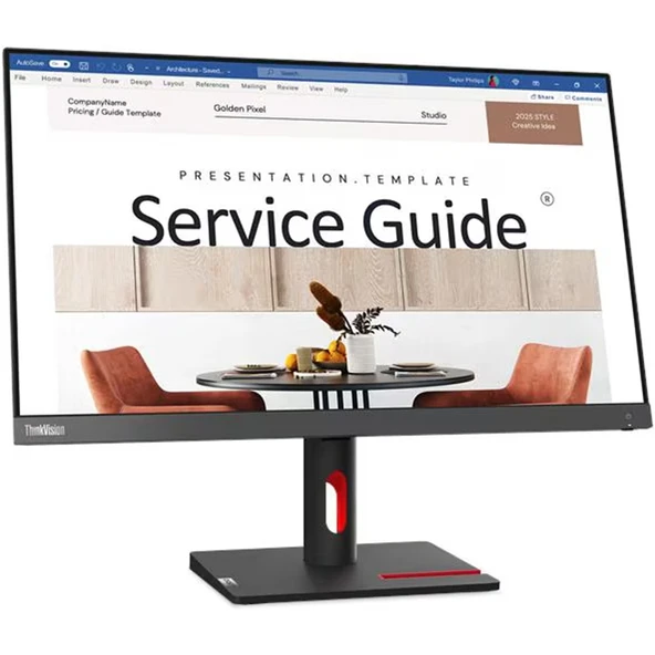 Lenovo Think Vision Monitör 23,8" Düz, FHD, IPS Panel, 3 Tarafı Kenarlıksız, 75 Hz, 5 ms (63DEKAT3UK) ürün görseli 1