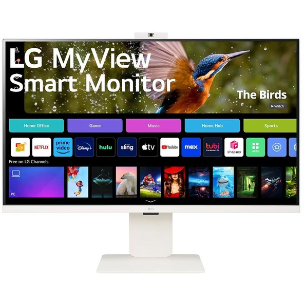 LG Akıllı Monitör 32″ Düz, 4K UHD, IPS Paneli, HDR10, WebOS, USB-C, Web Kamerası (32SR85U-W) ürün görseli 1