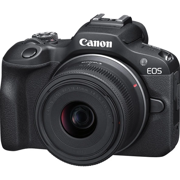 Canon EOS R100 4K / 24,1MP APS-C Aynasız Dijital Fotoğraf Makinesi, RF-S 18-45mm F4.5-6.3 IS STM Lensli -Siyah ürün görseli 1