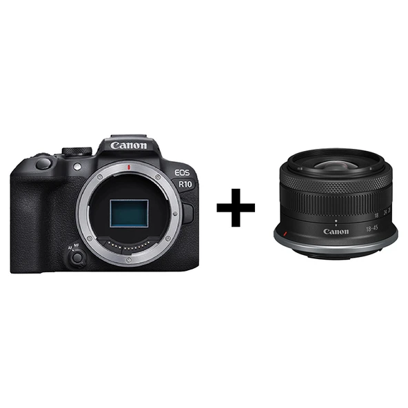 Canon EOS R10 4K / 24,2MP APS-C Aynasız Dijital Fotoğraf Makinesi, RF-S 18-45mm F4.5-6.3 IS STM Lensli -Siyah ürün görseli 1