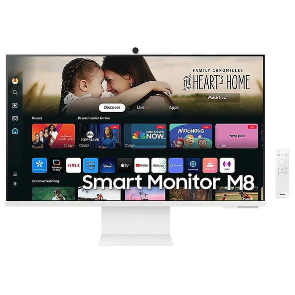 Samsung Smart Monitor M8 (M80D) 32″ Düz, UHD 4K, VA Panel, Smart TV Uygulamaları, HDR10+, USB-C, Ergonomik, 60 Hz, 4 ms (GtG) (LS32DM801UMXUE) ürün görseli 1