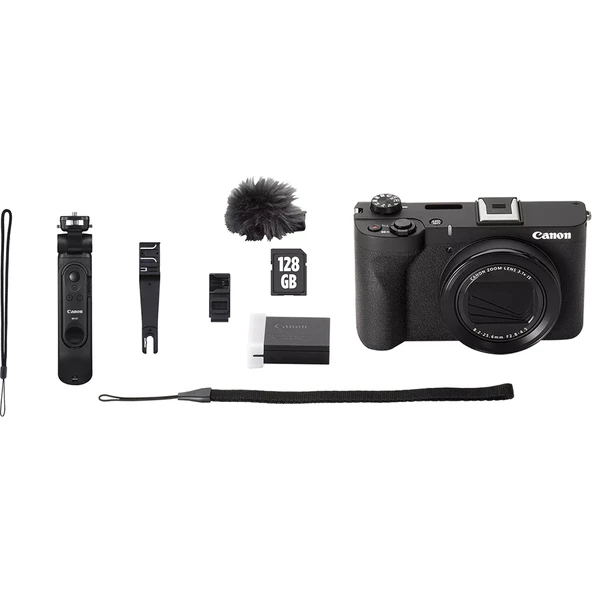 Dahili Geniş Açılı Zoom Lens, 22 MP 1,4 inç Sensör ve 4K Video içeren Canon PowerShot V1 Gelişmiş Vlog Kamera Seti - Siyah ürün görseli 1