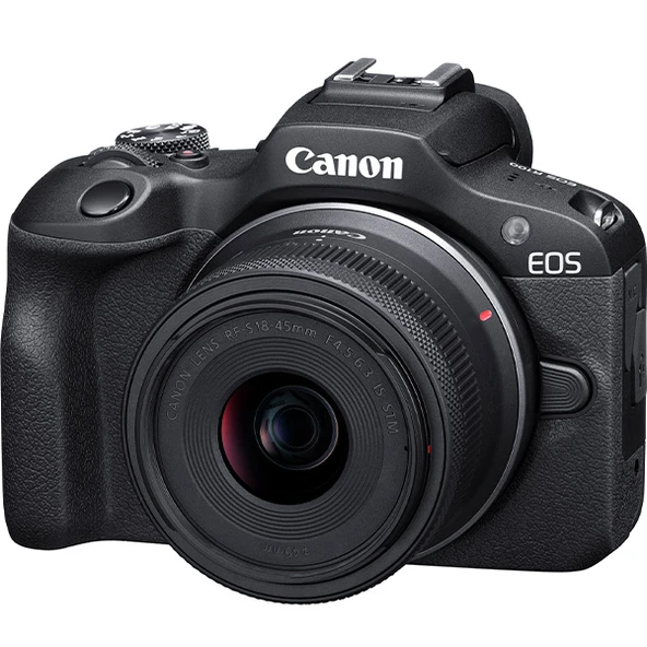 Canon EOS R50 Aynasız Dijital Fotoğraf Makinesi Gövdesi Siyah, RF-S 18-45mm F4.5-6.3 IS STM Lensli ürün görseli 1
