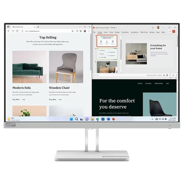Lenovo L27e-40 Serisi Monitör 27″ Düz, FHD, VA Panel, HDMI ve VGA, 75 Hz, 4 ms (67ACKAC4AE) ürün görseli 1