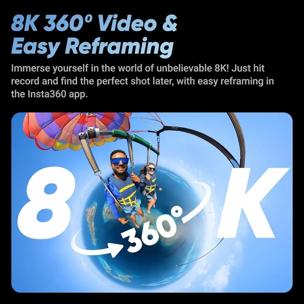 Insta360 X4 Su Geçirmez 8K 360 Aksiyon Kamerası – CINSABMA ürün görseli 1