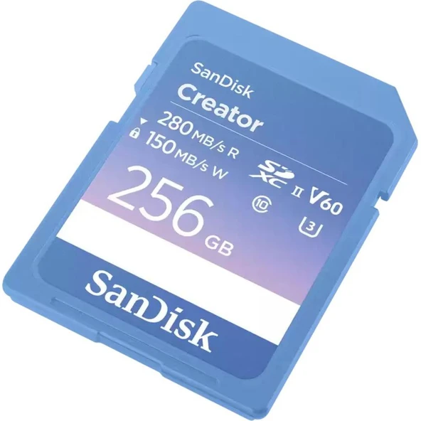 Sandisk Creator SD Hafıza Kartı UHS-II 256GB Mavi/Beyaz – SDSDXEP-256G-GNCIS ürün görseli 1