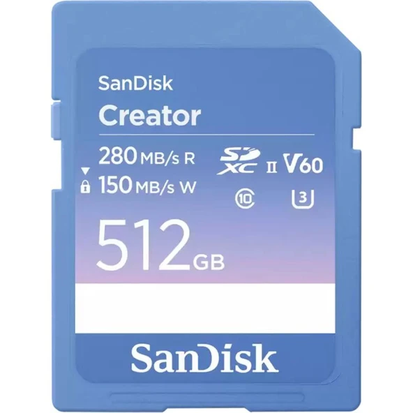 Sandisk Creator SD Hafıza Kartı UHS-II 512GB Mavi/Beyaz – SDSDXEP-512G-GNCIS ürün görseli 1
