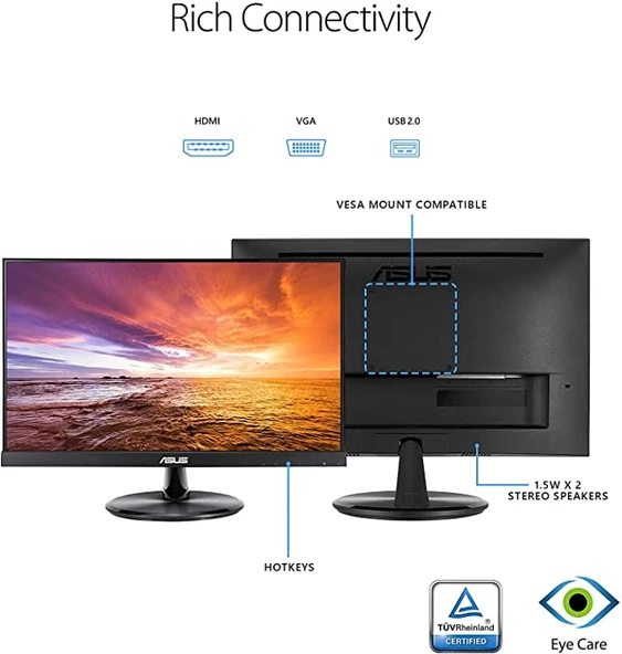 Asus VT229H FHD Dokunmatik Monitör Siyah 21,5 inç ürün görseli 1