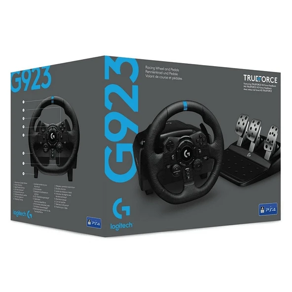 Logitech G923 Playstation 4/PC için 1000Hz Force Racing Deri Kılıf Tekerlek ve Pedallar ürün görseli 1