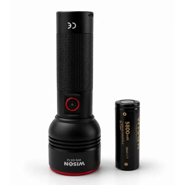 Ws-5572 20watt 2000 Lümen Uzun Menzilli Usb Type-c Şarjlı El Feneri - Resim 4