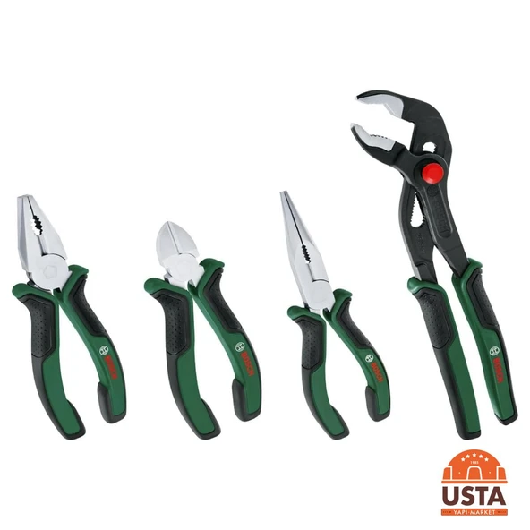 Bosch Pense Seti 4 Parça Kargaburun Yan Keski Pense Boru Anahtarı 1600A02W7K ürün görseli 1