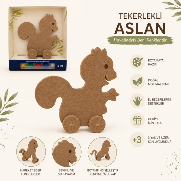 SEVİMLİ HAYVANLARLAR İLE AHŞAP BOYAMA ve BOYAMA DEFTERİ HEDİYELİ ürün görseli 1