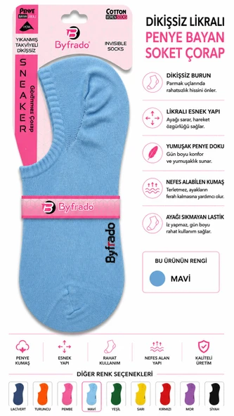 Uğur İnci Dikişsiz Likralı Penye Bayan Soket Çorap Renkli Seri – Esnek, Yumuşak Dokulu, Günlük Kullanım Sneaker Çorabı 6 lı Paket ürün görseli 1