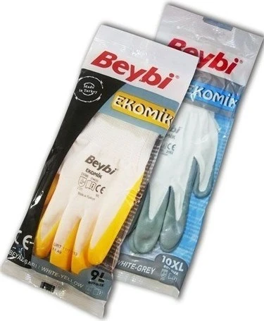 Beybi Nitril Eldiven Sarı-Beyaz 9"" Ekonomik - Resim 2