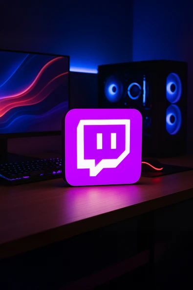 Twitch Logo Tasarımlı Gece Lambası Dekoratif Aydınlatma Beyaz ürün görseli 1