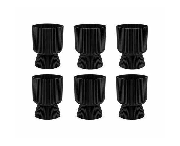 SO-LTSA01 Lotus Ayaklı Plastik Vazo Çiçek Saksı 1.8 Litre No:1 Siyah 6 Adet ürün görseli 1