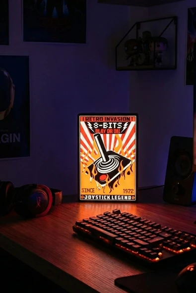 Atari 2600 8Bits Tasarımlı Dekoratif Aydınlatma (22x16cm) ürün görseli 1