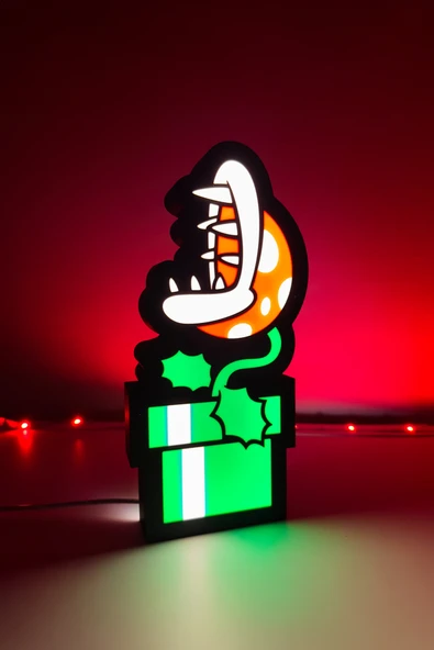 Super Mario Pirana Bitkisi Tasarımlı Dekoratif Aydınlatma (25x13cm) ürün görseli 1